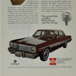 Auto-Werbung 1974 Dodge Dart Special Edition (motor company classic altes Foto-Werbeteile-Print-Broschüre Autohaus America Chrysler USA)