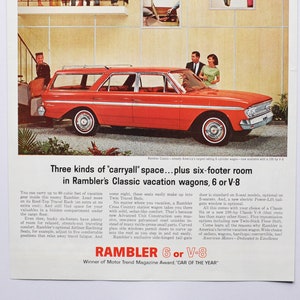 Großes Auto Werbung 1963 Rambler Classic Wagon (american Motors classic altes Foto Werbung Print Poster Broschüre Klassiker Autohaus)