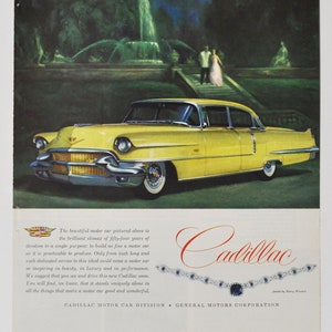Auto Ad Cadillac (Motoren Firma Klassiker altes Foto Werbebroschüre Poster Händler Autohaus Teile Foto Original GM US Auto American)