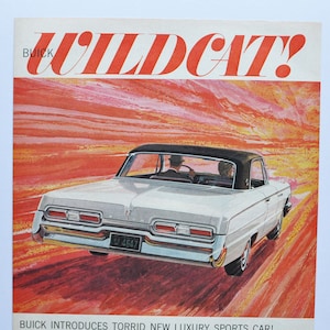 Annuncio di un'auto di grandi dimensioni 1963 Buick Wildcat (società General Motors GM vecchia foto classica pubblicità stampa parti Skylark Electra 225 auto GS americana)