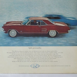 Annuncio di auto di grandi dimensioni Buick Riviera (società General Motors GM vecchia foto vintage classica pubblicità parti stampa poster garage personalizzato per auto)