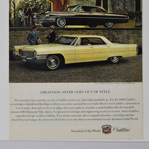 Auto Anzeige 1965 Cadillac (motors company classic altes Foto Werbebroschüre Plakat Händler Autohaus Teilefoto Original GM USA US Auto)