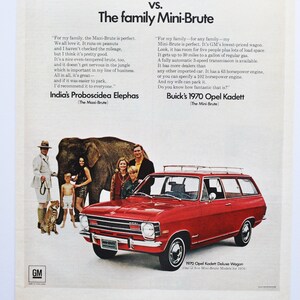 Grote autoadvertentie 1970 Opel Kadett Deluxe Wagon (autobedrijf klassieke oude fotoadvertentie gedrukte brochure dealer dealer Duitse buick)