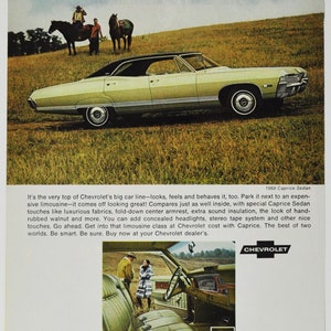 Auto Anzeige 1968 Corvette Caprice Sedan (general Motors Firma Klassiker altes Foto Werbebroschüre Plakatteile Chevy Händler USA Chevy US)