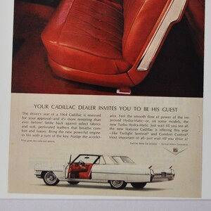 Auto Anzeige Cadillac 1964 (motors company classic altes Foto Werbebroschüre Plakat Händler Autohaus Teilefoto Original GM USA US Auto)