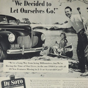 Grande pubblicità per auto 1940 DeSoto (azienda automobilistica classica vecchia foto pubblicità stampa brochure retrò concessionario concessionaria classica de soto auto usa us)