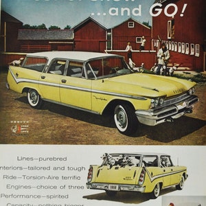 Grande pubblicità per auto 1959 DeSoto Wagon (vecchia foto classica della casa automobilistica, pubblicità stampata, brochure, retro, concessionario, concessionario classico De Soto USA auto)