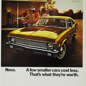 Auto-Werbung Chevovlet Nova (general Motors company Klassiker altes Foto Werbebroschüre Plakat Teile Chevy Händler Autohaus USA US Auto)