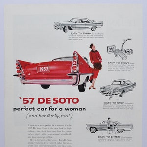 Grande pubblicità per auto 1957 DeSoto (azienda automobilistica classica vecchia foto pubblicità stampa brochure retrò concessionario concessionaria automobile classica de soto)