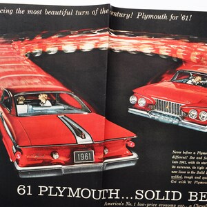 2-Seiter Auto Anzeige 1961 Plymouth (Chrysler Motor Company Classic altes Foto Werbung Teile Print Broschüre Händler US Auto Unibody)