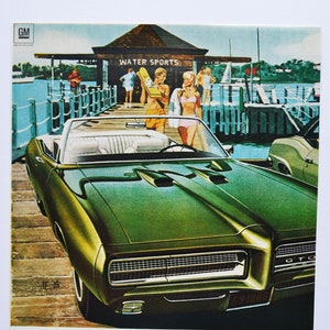 Grote autoadvertentie Pontiac GTO uit 1968 (GM General Motors Company klassieke oude fotoadvertentie onderdelen gedrukte brochure Tempest Custom LeMans auto)
