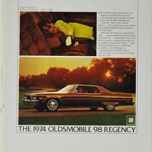 Auto Anzeige 1974 Oldsmobile Ninety-Eight 98 Regency (general Motors Company classic altes Foto Werbebroschüre Händler Olds USA Luxusauto)