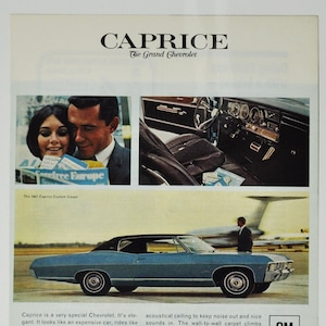 Auto Anzeige 1967 Chevrolet Caprice Custom Coupé (general Motors company classic altes Foto Werbebroschüre Plakatteile Chevy Autohaus)