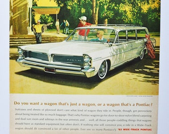 Large Car Ad 1963 Catalina Wagon (GM General Motors Company klassisches altes Foto-Werbung Teile Print-Prospekt Händler Autohaus)