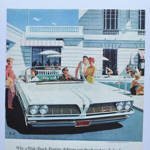 Grande pubblicità per auto Pontiac Bonneville Vista del 1961 (GM General Motors Company, pubblicità fotografica classica, vecchia, parti, brochure stampata, concessionario auto USA)