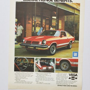 Annonce pour voiture Chevrolet Vega des années 1970
