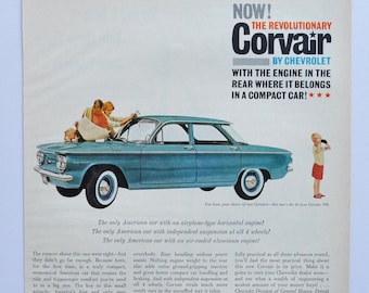 Large Car Ad 1960 Chevrolet Corvair (GM general motors company classic old photo advertisement parts print brochure dealer dealership auto)