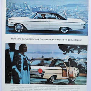 Großes Auto Ad 1963 Ford ( Motor Company Klassiker altes Foto Werbung Teile Print Broschüre Thunderbird Sport Roadster Falke Cabrio )