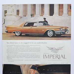 Grote autoadvertentie 1960 Chrysler Imperial (motorbedrijf klassieke oude fotoadvertentie onderdelen gedrukte brochure dealer Amerikaanse motor Southampton)