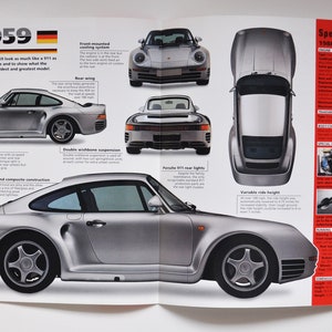 Technisches Datenblatt Porsche 959 (1983-1988) (auto foto zustand info spezifikationen broschüre druck teile alt vintage klassiker retro sprinter jahrgang jahrzehntelang )