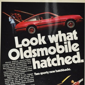 Auto-Werbung Oldsmobile Starfire & Omega S (label gm usa)