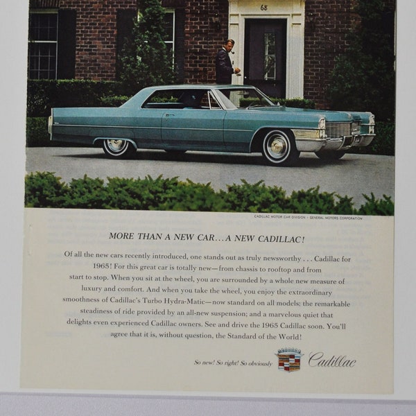 Annonce pour une voiture Cadillac de 1965 (photo ancienne classique de la société motors