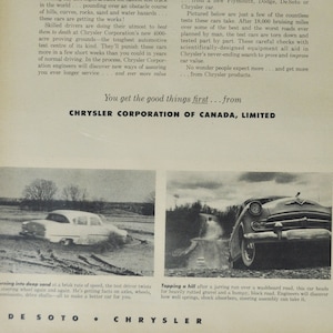 Pubblicità di auto di grandi dimensioni Chrysler Corporation (azienda automobilistica, pubblicità fotografica classica, vecchia, parti, brochure stampate, concessionario di ricambi, concessionaria di auto USA)