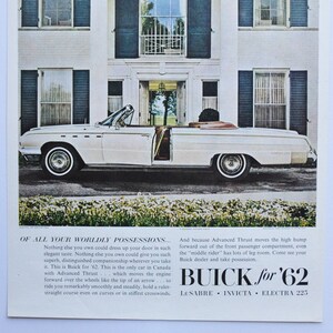 Großes Auto Werbung 1962 Buick Electra 225 (general Motors Company GM old classic Foto Werbung Teiledruck Skylark LeSabre Wildcat Invicta)