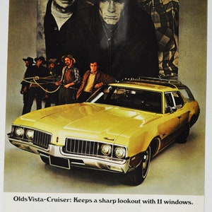 Auto-Werbung 1969 Oldsmobile View-Cruiser ( wollenes Auto 1969 altes Foto Werbeprospekt Händler Autohaus Olds Kombi)
