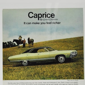 Auto Anzeige 1968 Corvette Caprice Sedan (general Motors Firma Klassiker altes Foto Werbebroschüre Plakatteile Chevy Händler USA Chevy US)