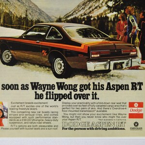 Auto-Ad Dodge Aspen R/T (motor company classic altes Foto Reklameteile Print Brochüre Händler america Chrysler Motors US USA Auto)