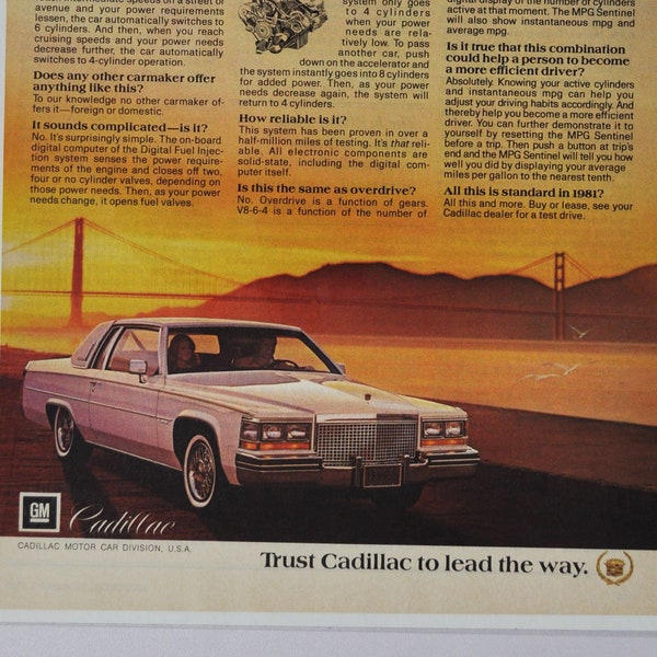 Annonce de voiture 1981 Cadillac (entreprise de moteurs classique vieille photo publicité brochure affiche concessionnaire pièces photo originale GM US auto usa)