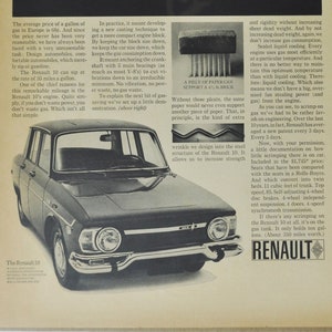 Grote autoadvertentie Renault 10 (autobedrijf klassieke oude fotoadvertentie print poster brochure dealer dealer motoren Frankrijk franse auto)
