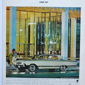Grote autoadvertentie Mercury Park Lane uit 1964 (ford Motor Company klassieke oude fotoadvertentie onderdelen gedrukte brochure dealer VS Breezeway-ontwerp)