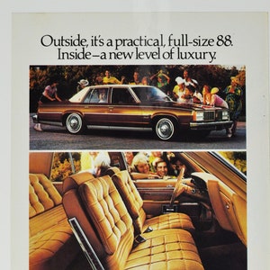 Auto-Werbung Oldsmobile Delta 88 Royale Brougham Interieur (allgemeine Motor-Firma Klassiker altes Foto-Werbebroschüre Händler Olds Rocket USA)