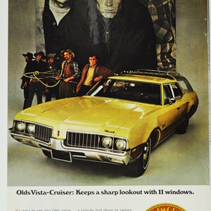 Auto-Werbung 1969 Oldsmobile View-Cruiser ( wollenes Auto 1969 altes Foto Werbeprospekt Händler Autohaus Olds Kombi)