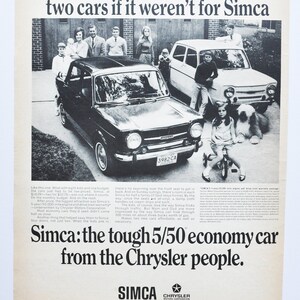 Grote autoadvertentie 1967 Simca (autobedrijf klassieke oude fotoadvertentie onderdelen gedrukte brochure dealer dealer Amerikaanse chrysler franse auto)