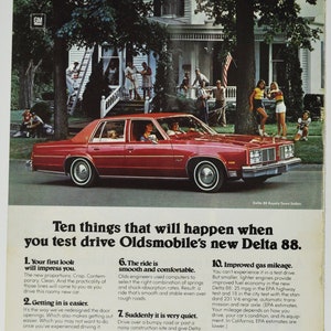 Auto Anzeige 1977 Oldsmobile Delta 88 Royale Town Sedan (allgemeine Motor Sportklassiker altes Foto Werbebroschüre Händler Olds Rocket USA)