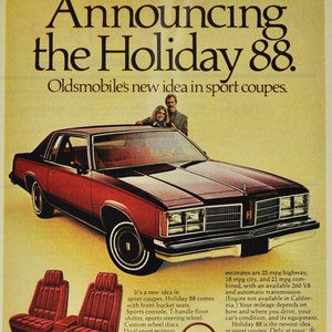 Annonce voiture Oldsmobile Holiday 88 (general motors company classic old photo publicité brochure concessionnaire concessionnaire olds rocket usa sport coupé)