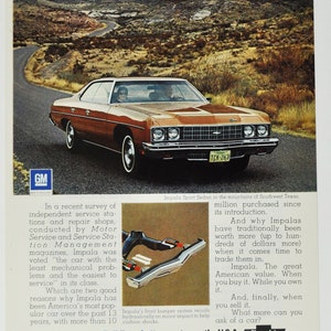 Auto Anzeige 1973 Chevvvv Impala Sport Sedan (general Motors Company classic altes Foto Werbebroschüre Poster Teile Chevy Händler USA US)