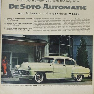 Grote autoadvertentie DeSoto Firedome (autobedrijf klassieke oude foto-advertentie gedrukte brochure retro dealer dealerschap de soto usa us auto)