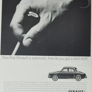 Grote autoadvertentie Renault Dauphine (autobedrijf klassieke oude foto advertentie print poster brochure dealer dealer motor frankrijk frans)