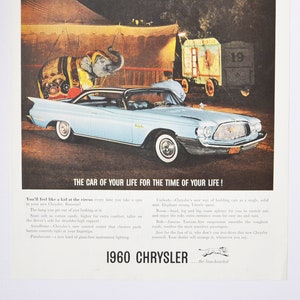 Grote autoadvertentie 1960 Chrysler New Yorker (autobedrijf klassieke oude fotoadvertentie onderdelen print brochure dealer auto cabrio newport)