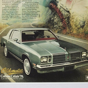 Annonce voiture 1978 Oldsmobile Cutlass Calais (general motors company classic old photo publicité brochure concessionnaire concessionnaire olds rocket gm us)