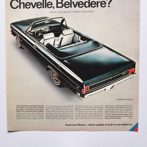 Large Car Ad 1966 Rambler Classic (american motors classic old photo advertisement print poster brochure dealer dealership usa convertible)