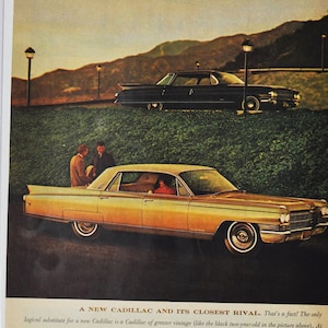 Auto Ad Cadillac (Motoren Firma Klassiker altes Foto Werbebroschüre Poster Händler Autohaus Teile Foto Original GM US Auto American)