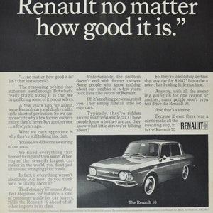 Grote autoadvertentie Renault 10 (autobedrijf klassieke oude fotoadvertentie print poster brochure dealer dealer motoren Frankrijk franse auto)