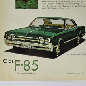 Annonce voiture 1966 Oldsmobile F-85 Cutlass Holiday Coupé (general motors company classic old photo publicité brochure concessionnaire concessionnaire olds)