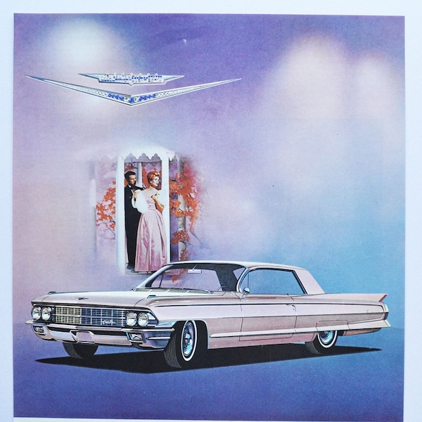 Grande voiture Annonce 1962 Cadillac Coupe de Ville (société automobile classique vieille publicité photo pièces imprimer brochure GM General Motors voiture de luxe)