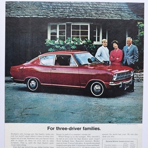 Grote autoadvertentie Opel Kadett (autobedrijf klassieke oude fotoadvertentie gedrukte brochure dealer dealer sport auto auto Duitse bouw)